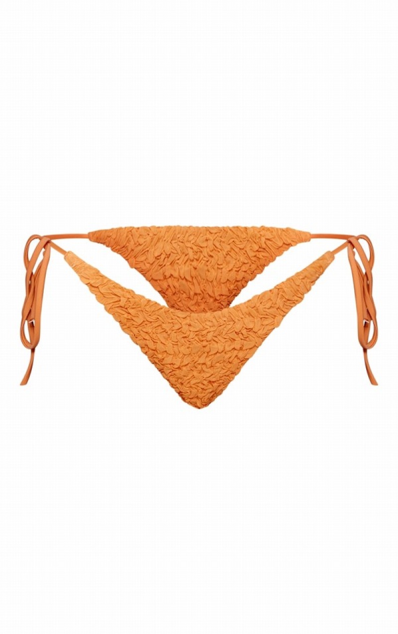 Orange Pretty Little Thing TextuTie Side Bikini Bottoms | KQBEHGS-05