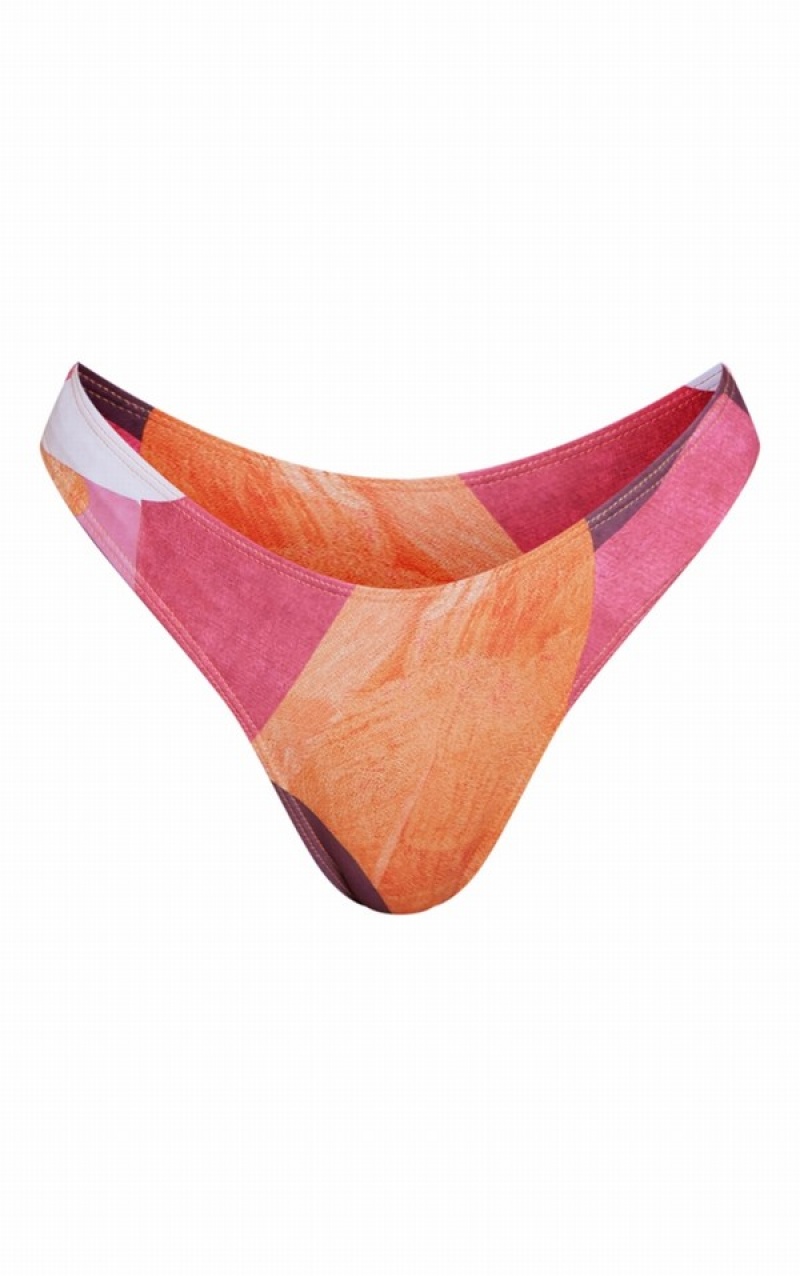 Pink Pretty Little Thing Abstract Printed Bikini Tops | KRSPEGW-84