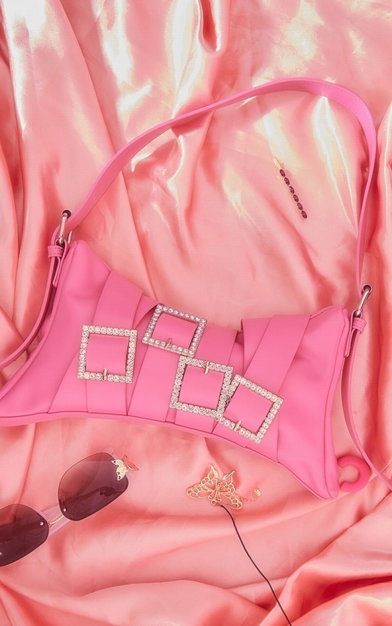 Pink Pretty Little Thing Assorted Diamante Buckle Shoulder Bags | NTPXOEL-18