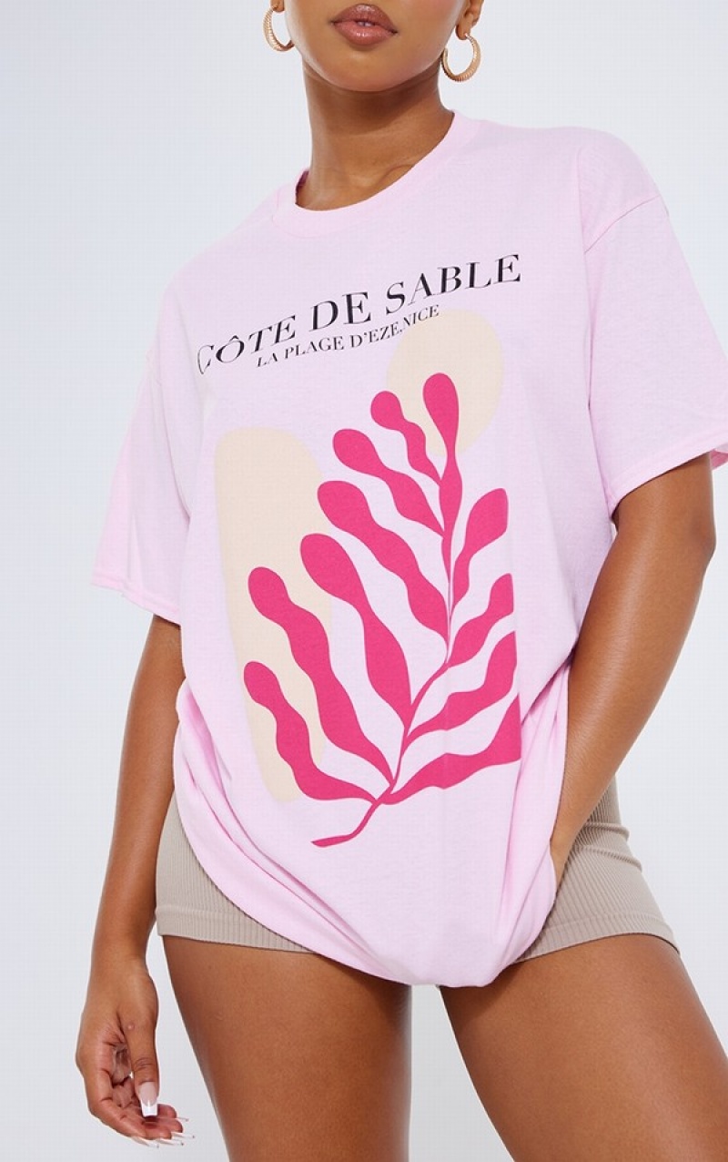 Pink Pretty Little Thing Baby Cote De Sable Print Oversized T-shirts | DVLEIGB-10