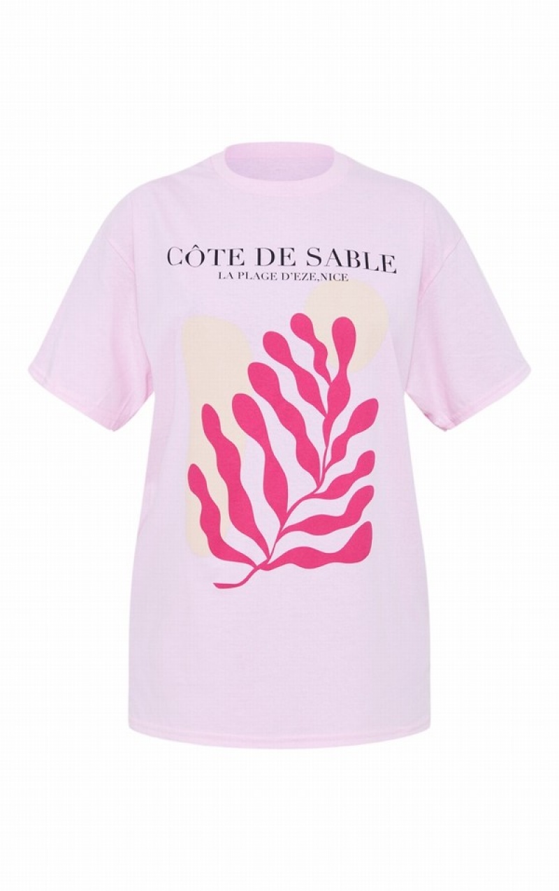 Pink Pretty Little Thing Baby Cote De Sable Print Oversized T-shirts | DVLEIGB-10