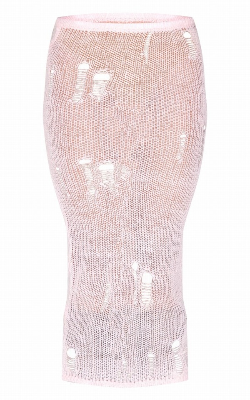 Pink Pretty Little Thing Baby Distressed Open Knit Skirts | DZBPSUC-09