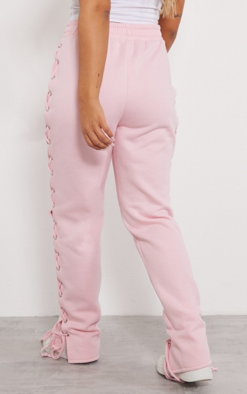 Pink Pretty Little Thing Baby Lace Up Side Detail Oversized Sweatpants | DLPSMCO-73