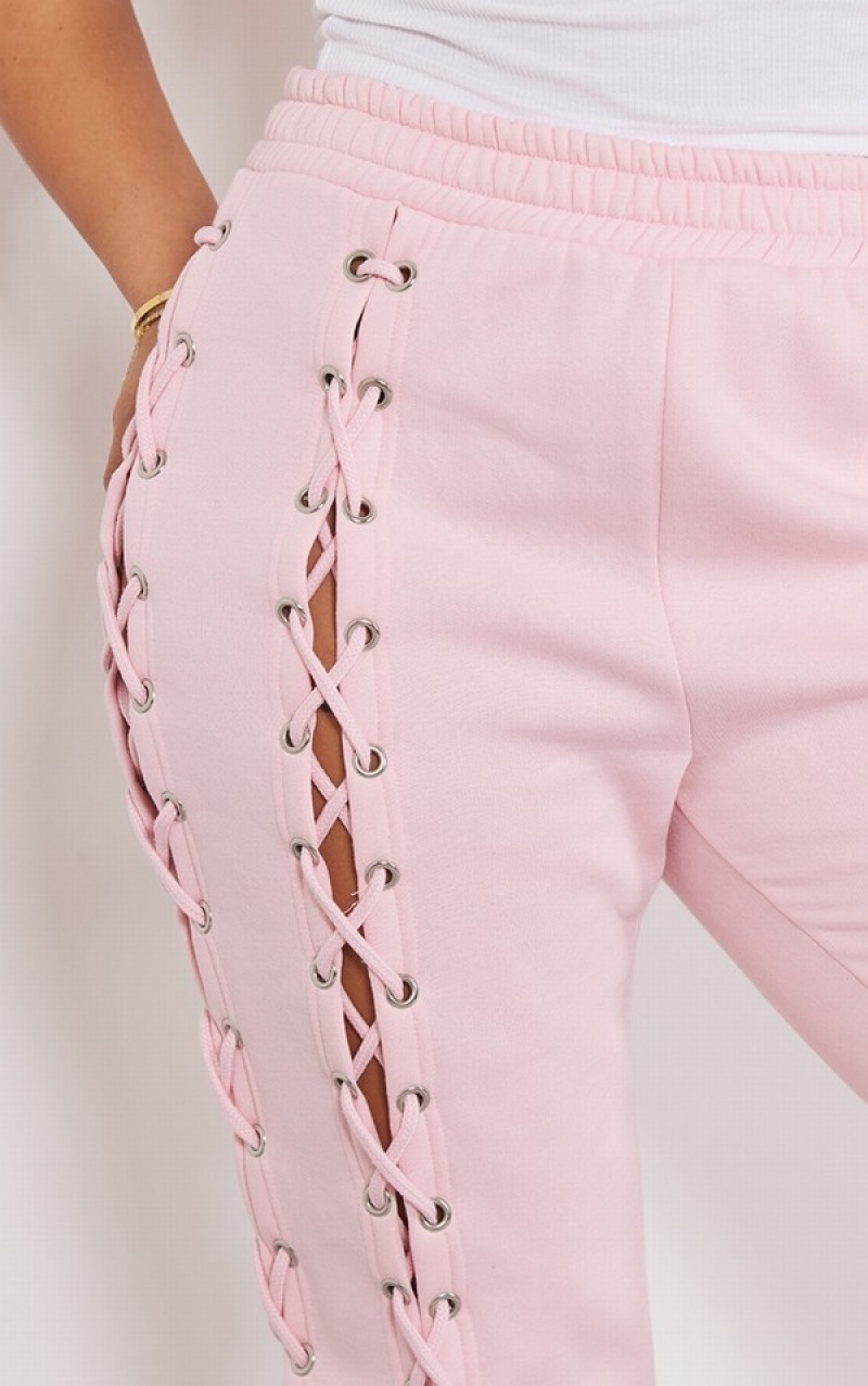 Pink Pretty Little Thing Baby Lace Up Side Detail Oversized Sweatpants | DLPSMCO-73