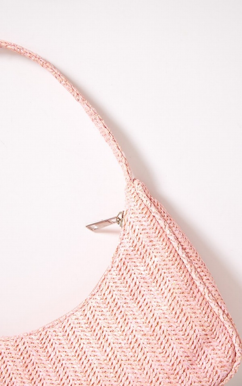 Pink Pretty Little Thing Baby Simple Raffia Shoulder Bags | FCILJRG-10