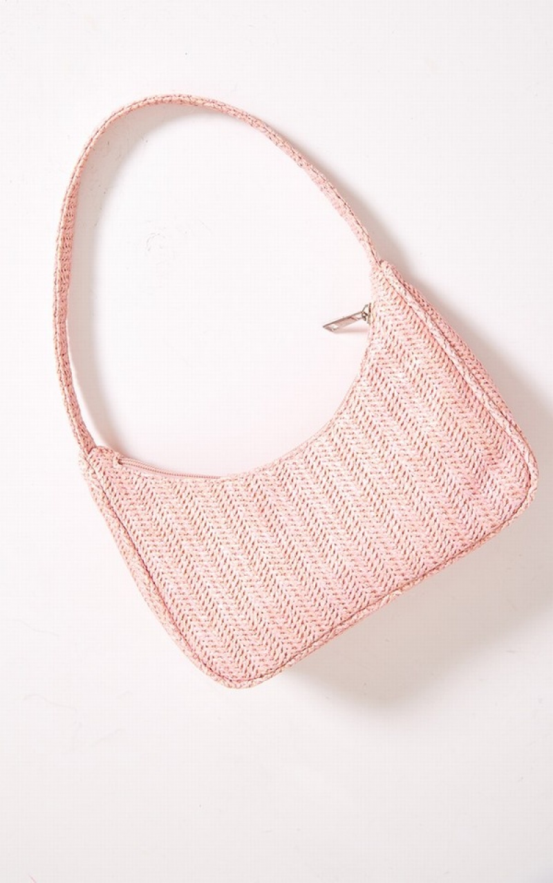 Pink Pretty Little Thing Baby Simple Raffia Shoulder Bags | FCILJRG-10