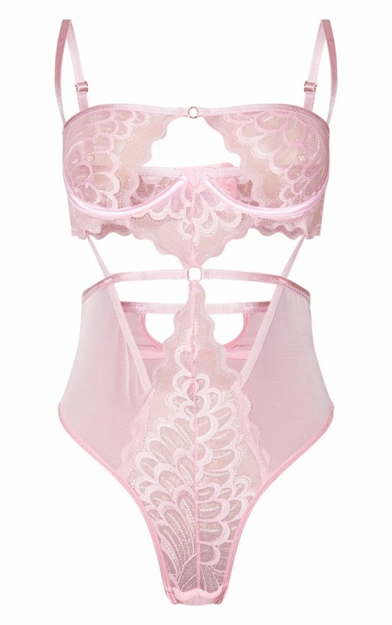 Pink Pretty Little Thing Baby UnderwiCut Out Lace Body Lingerie | MBDZLYV-28