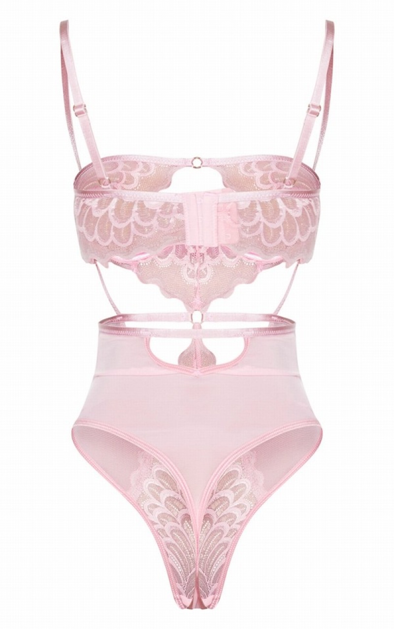 Pink Pretty Little Thing Baby UnderwiCut Out Lace Body Lingerie | MBDZLYV-28