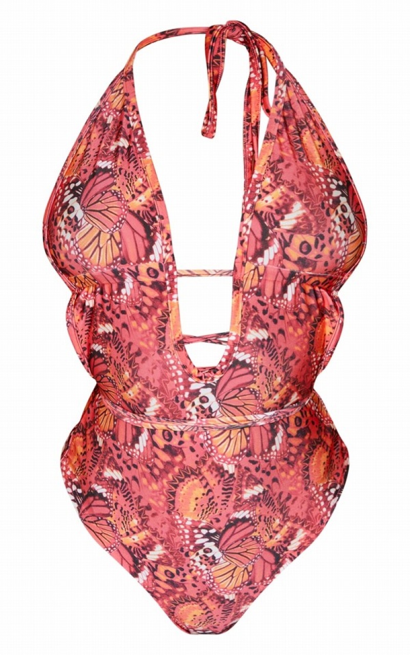 Pink Pretty Little Thing Butterfly Cut Out lerneck Swimsuits | COGJIBY-52