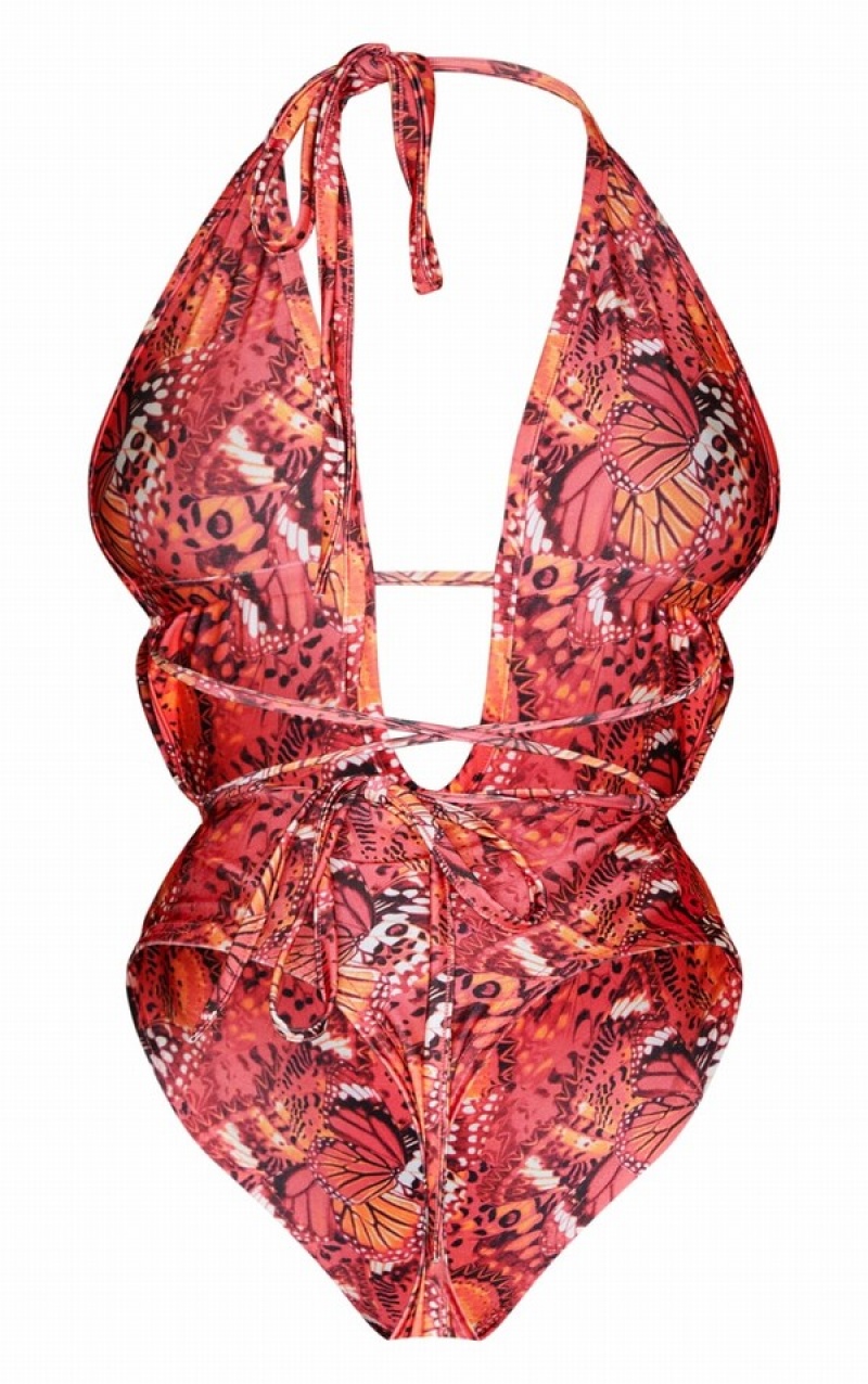 Pink Pretty Little Thing Butterfly Cut Out lerneck Swimsuits | COGJIBY-52