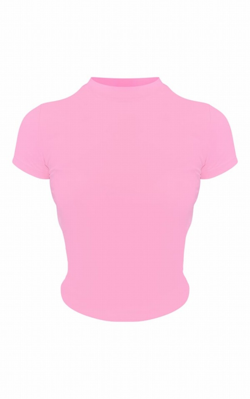 Pink Pretty Little Thing Contour Sculpt Sleeve T-shirts | RILBQCW-26