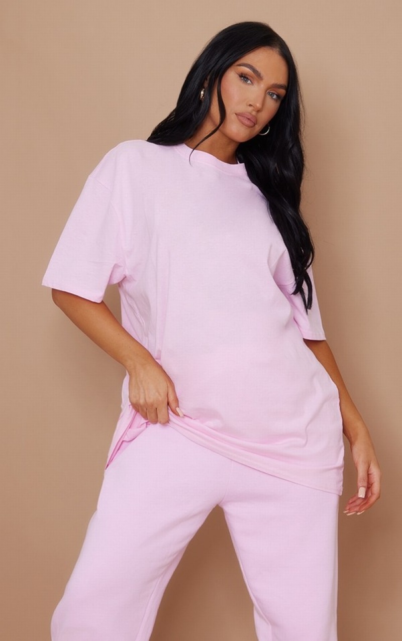 Pink Pretty Little Thing Cotton Baby Oversized T-shirts | HZTGVES-64