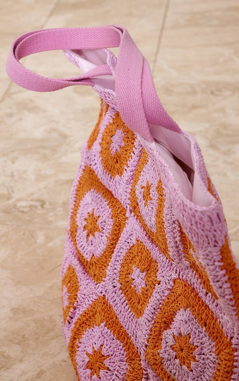 Pink Pretty Little Thing Crochet Beach Bags | CMRJQLU-07