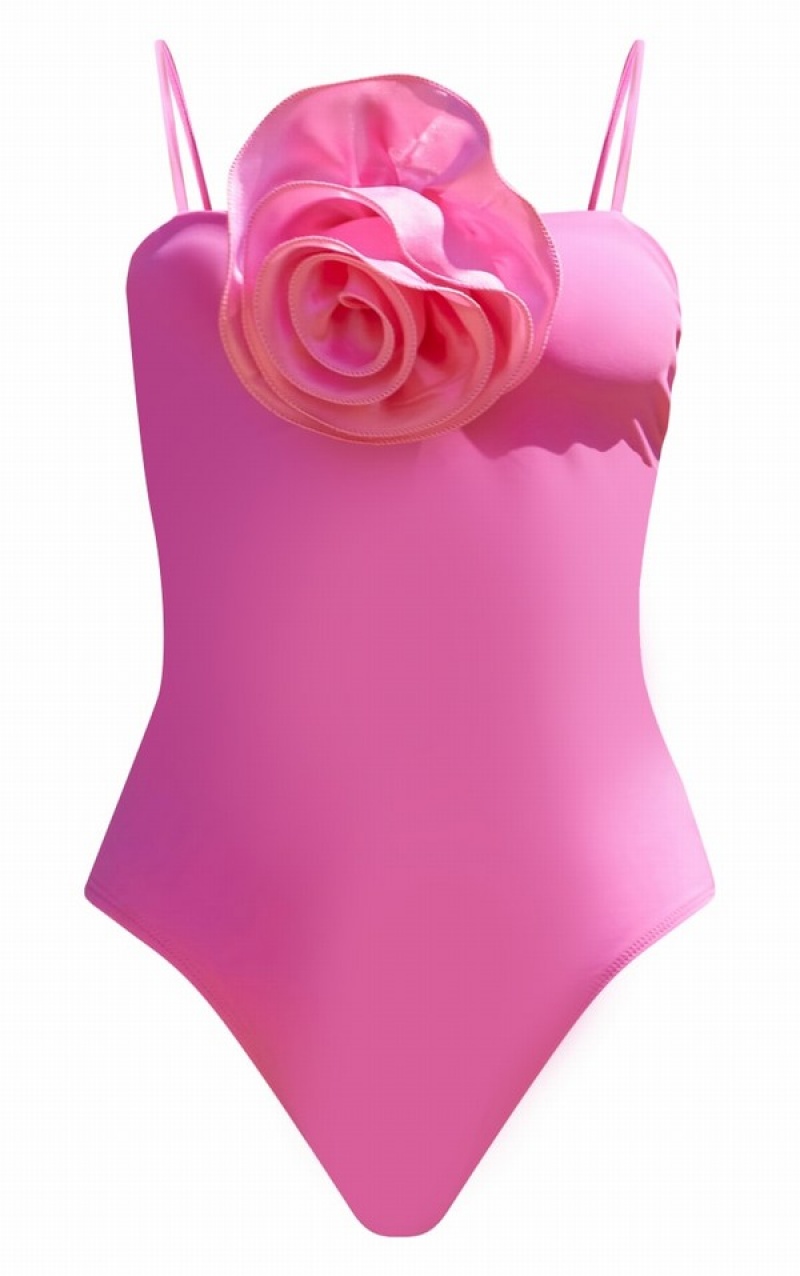 Pink Pretty Little Thing Detachable Flower Detail Swimsuits | TAWHXDF-65