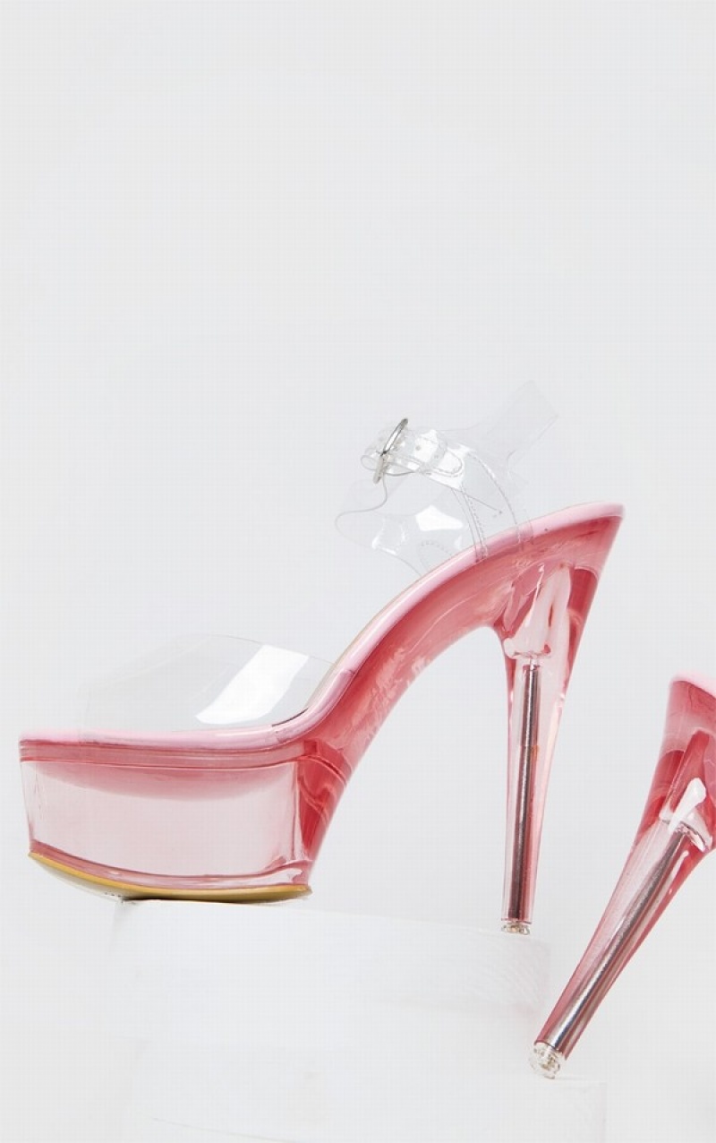 Pink Pretty Little Thing Extreme Clear Platform Heels | VHJZLIF-58