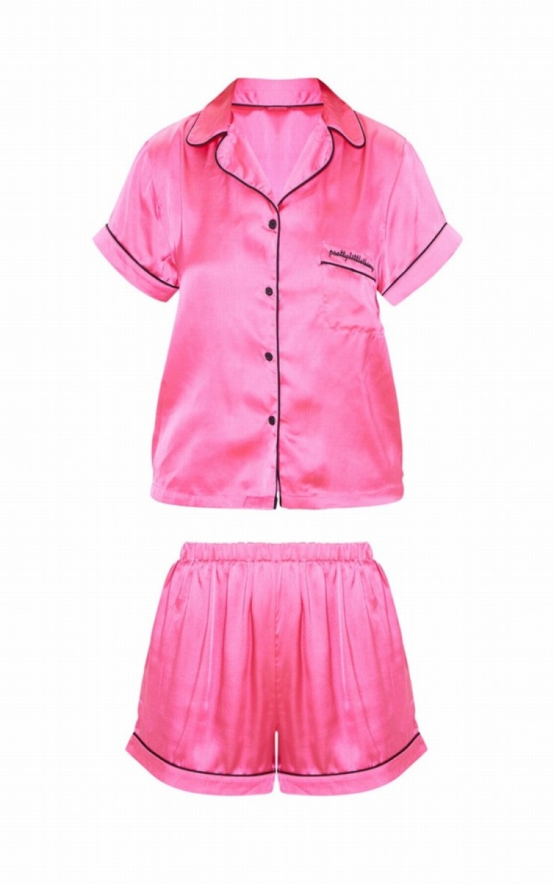 Pink Pretty Little Thing Hot Contrast Piping Pj Sleepwear | HUKEFOL-68