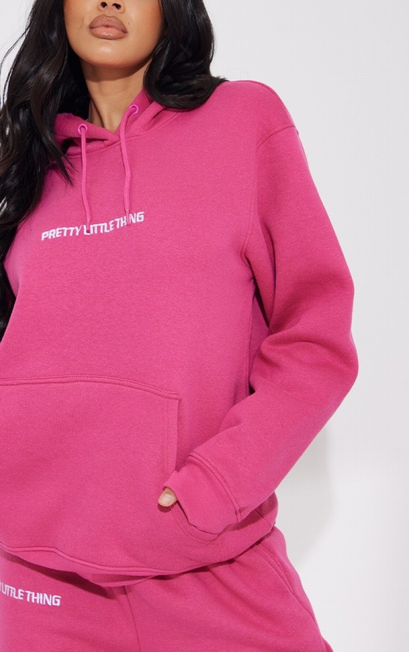 Pink Pretty Little Thing Hot EmbroideGraphic Hoodie | OMKPREA-89