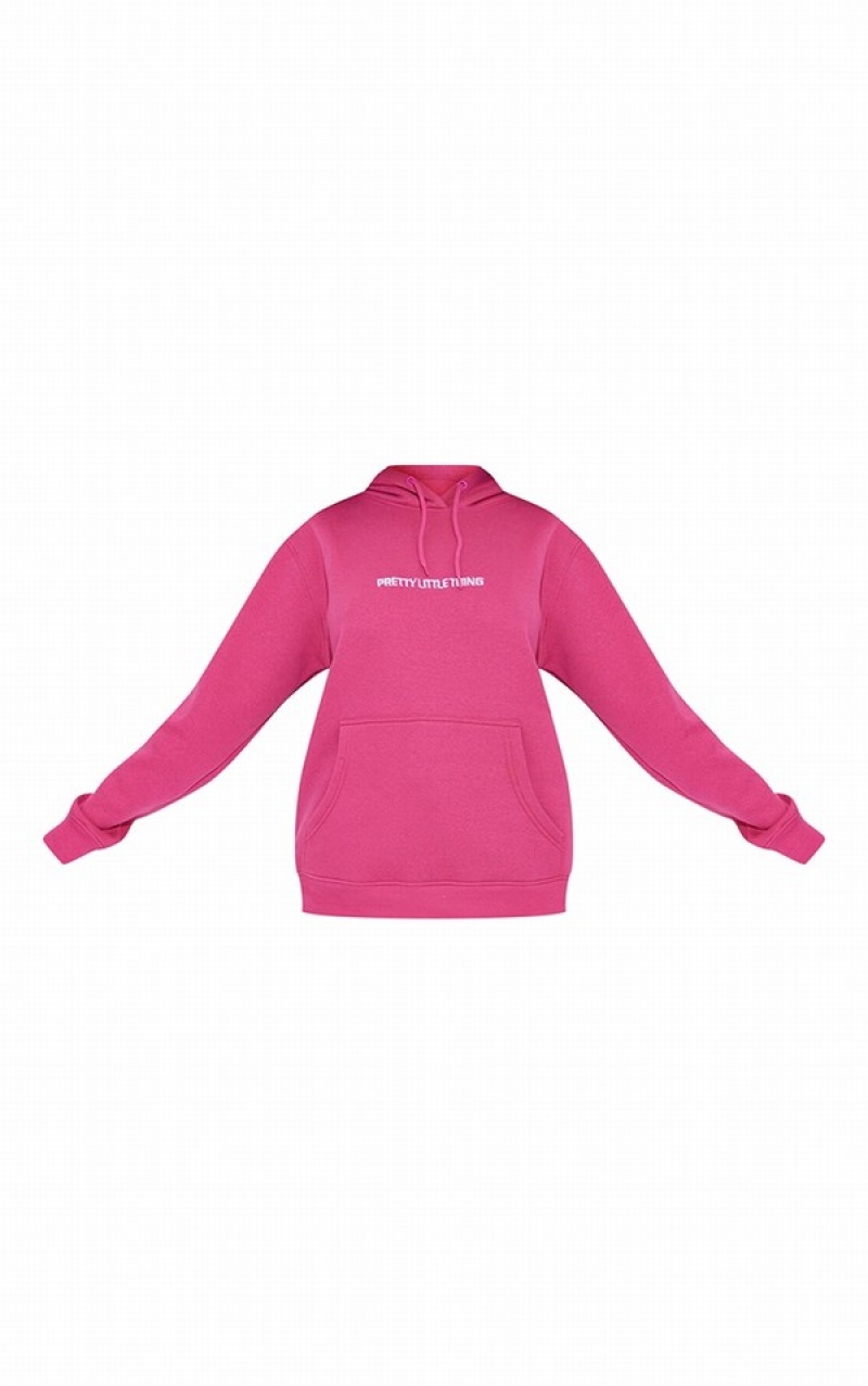 Pink Pretty Little Thing Hot EmbroideGraphic Hoodie | OMKPREA-89