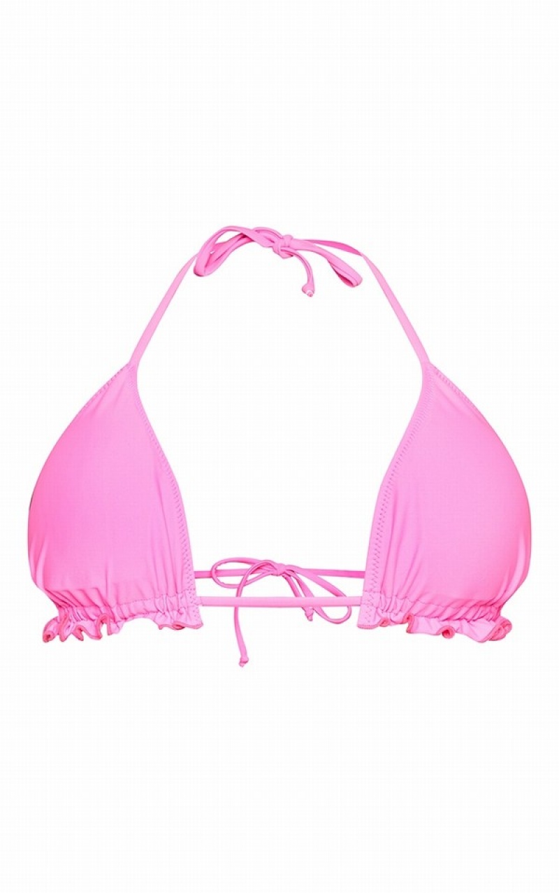 Pink Pretty Little Thing Hot Frill Edge Padded Bikini Tops | SLYMPTW-26