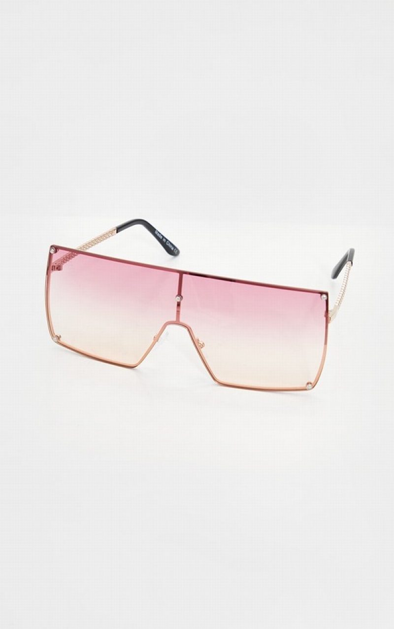 Pink Pretty Little Thing Lens Ombre Oversized Square Frame Sunglasses | QMYUKEI-46