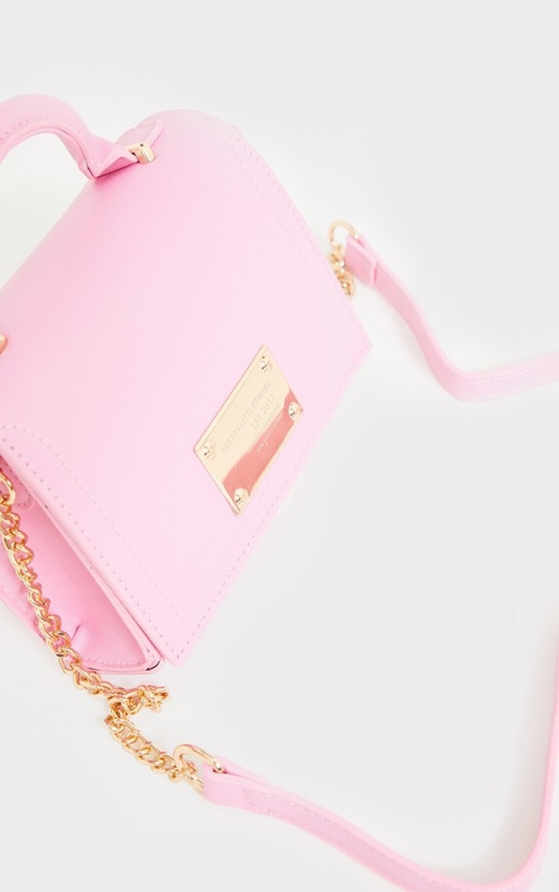 Pink Pretty Little Thing Metal Detail Cross Body Bags | NRLTPYC-21