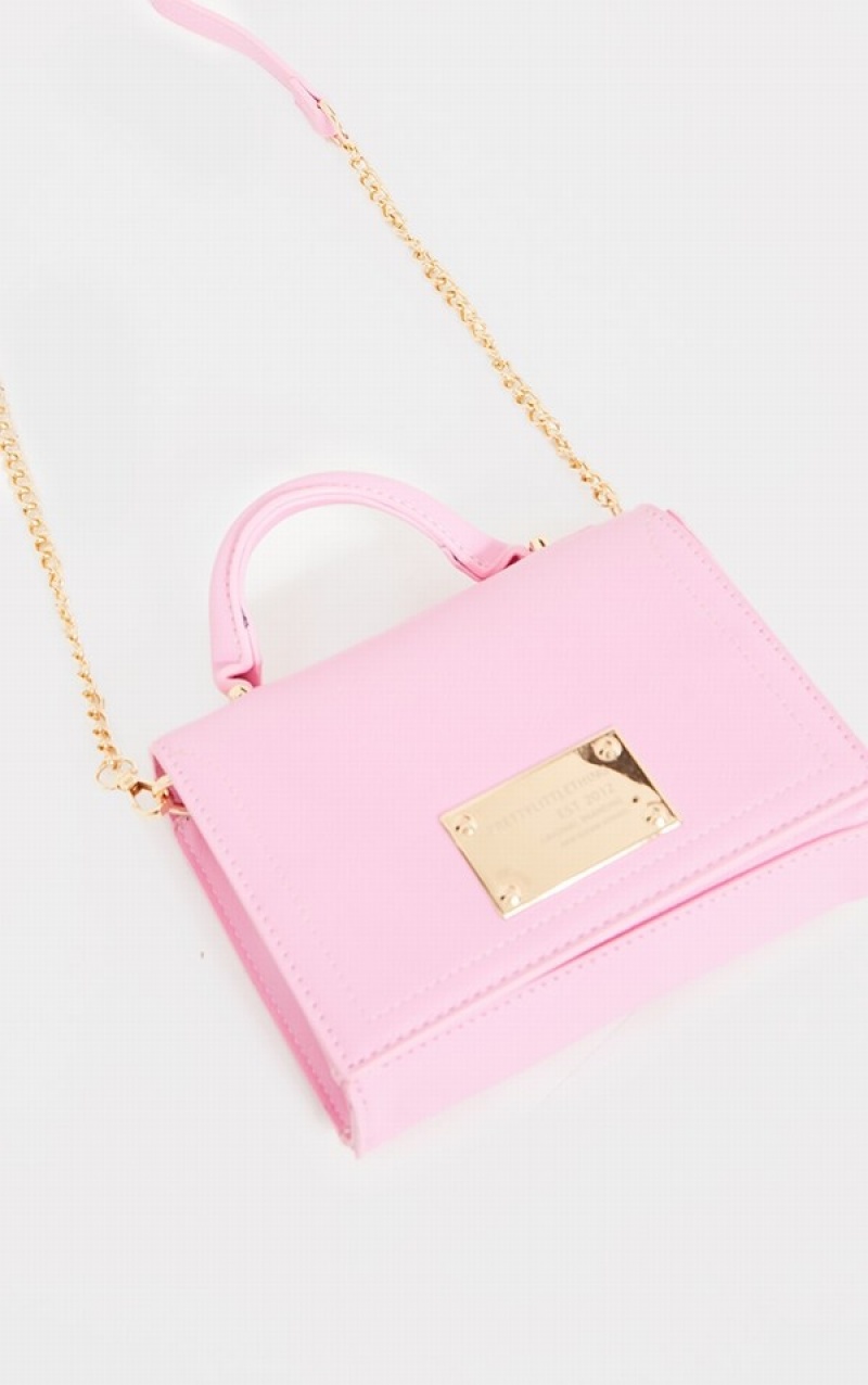 Pink Pretty Little Thing Metal Detail Cross Body Bags | NRLTPYC-21