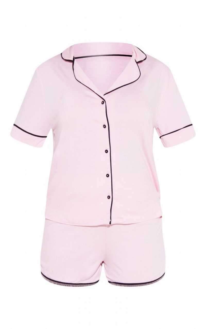 Pink Pretty Little Thing Oversized Jersey Piping Detail PJ Sleepwear | INKWQFG-42