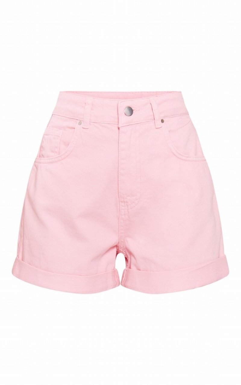 Pink Pretty Little Thing Pastel Foldover Hem Mom Shorts | GUWBTCJ-75