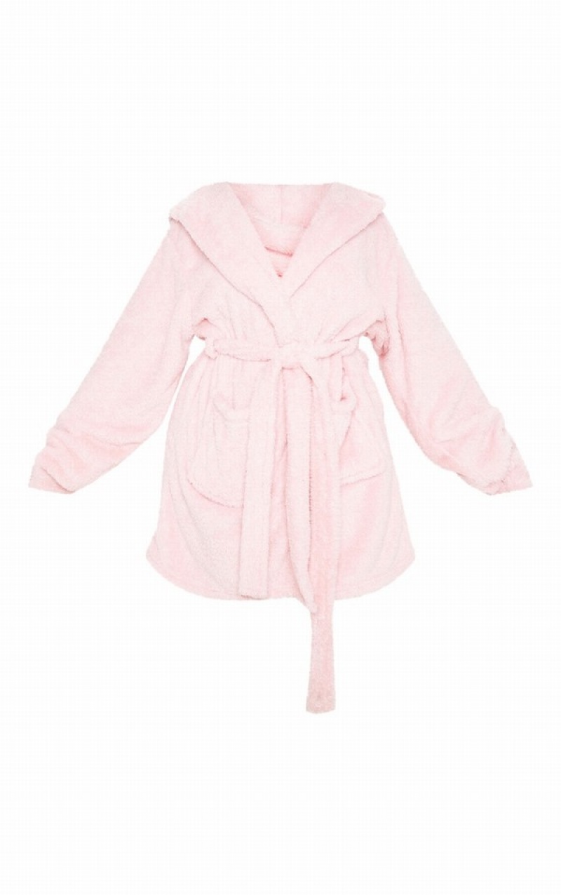 Pink Pretty Little Thing Plus Fluffy Bath Robe Sleepwear | RXGBDEL-93