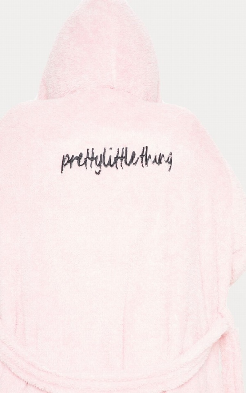 Pink Pretty Little Thing Plus Fluffy Bath Robe Sleepwear | RXGBDEL-93