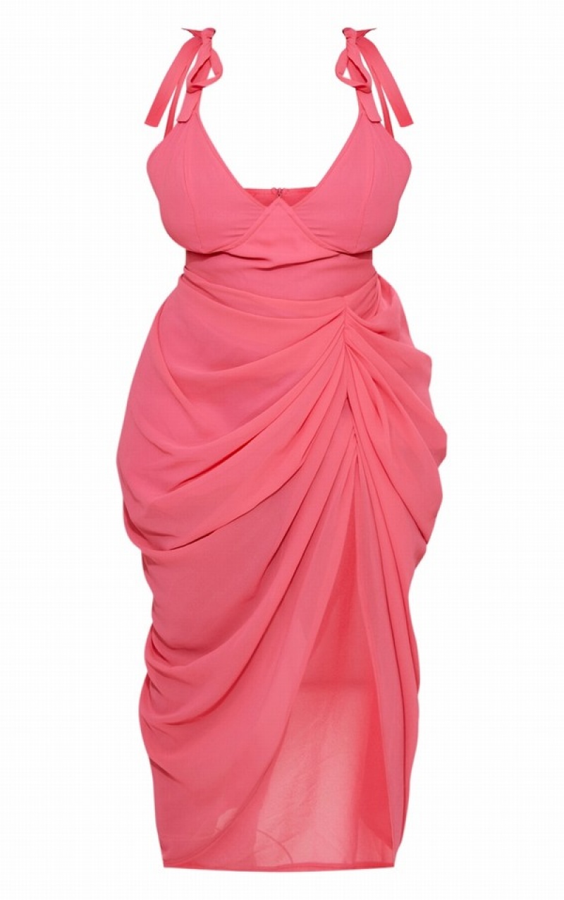 Pink Pretty Little Thing Plus Hot Underwire Detail Draped Dresses | HZNGUTV-86