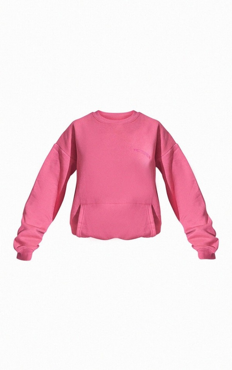 Pink Pretty Little Thing RENEW Oversized Pocket Front Sweatshirts | IMYPXCE-84