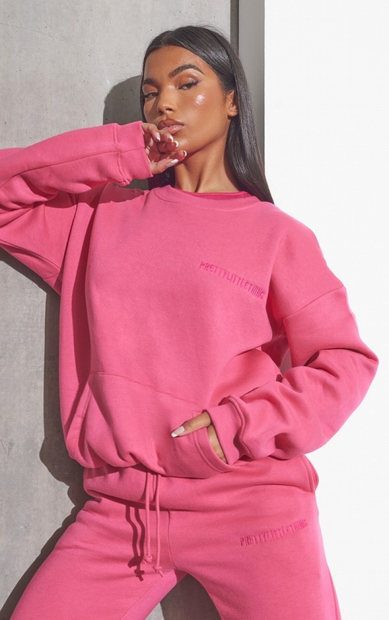 Pink Pretty Little Thing RENEW Oversized Pocket Front Sweatshirts | IMYPXCE-84