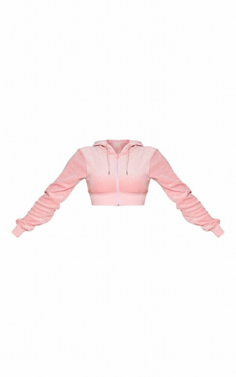 Pink Pretty Little Thing Shape Dusty Velour Extreme Crop Sweatshirts | CLAKBUI-93