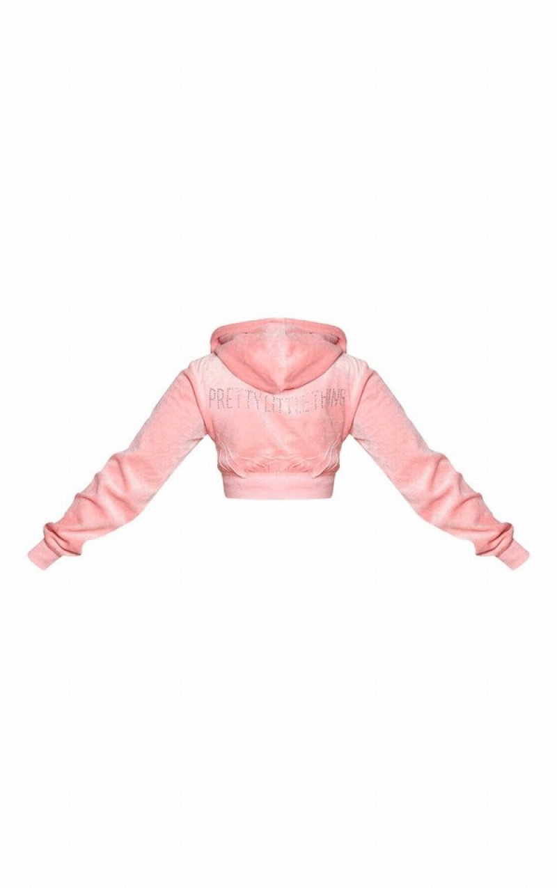 Pink Pretty Little Thing Shape Dusty Velour Extreme Crop Sweatshirts | CLAKBUI-93