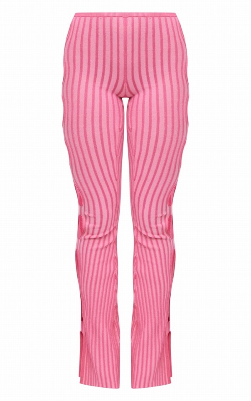 Pink Pretty Little Thing Two Tone Knit Cut Out Side Leggings | KQXUITW-49