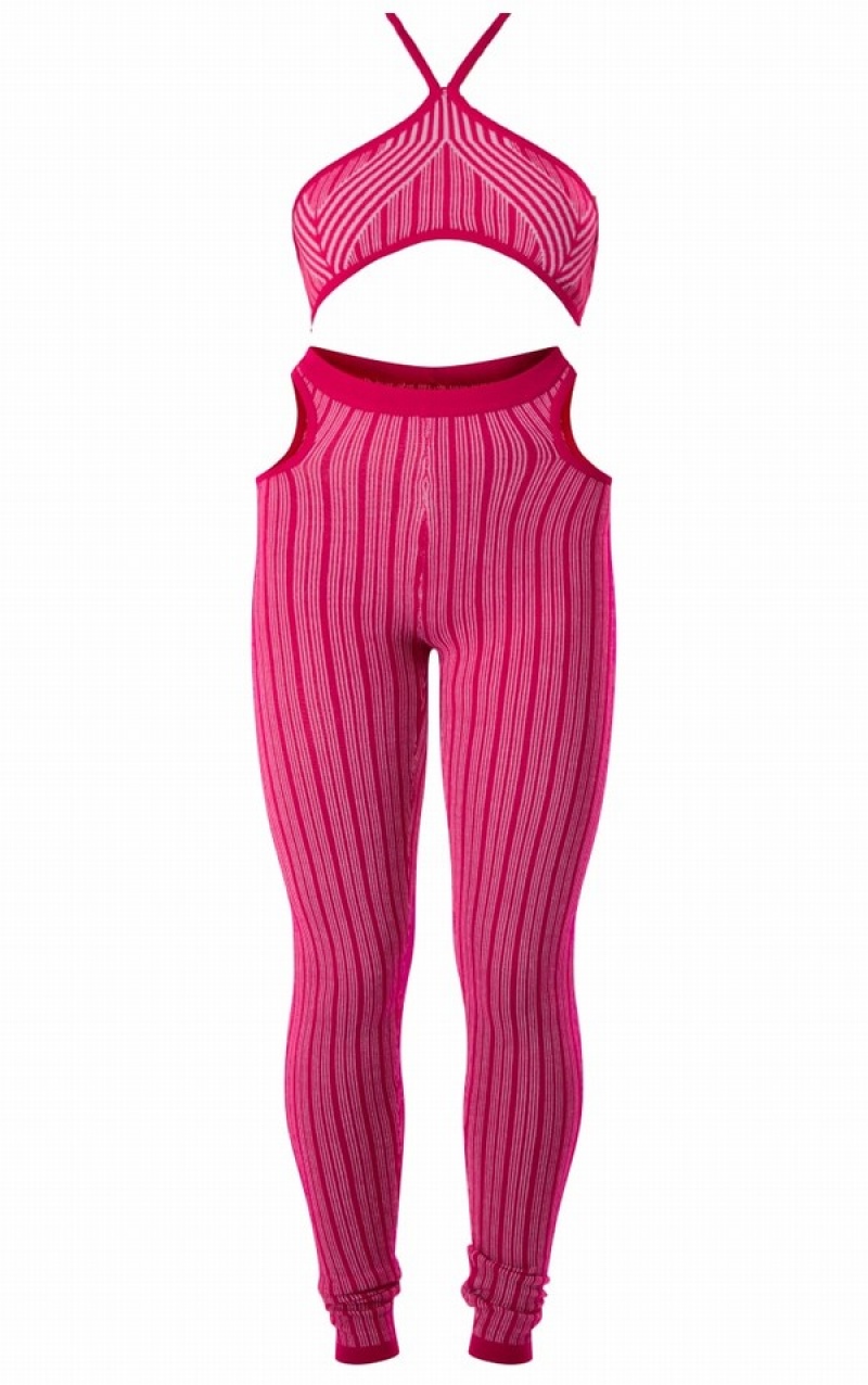 Pink Pretty Little Thing Two Tone Knit Halternecklette & Leggings | ARFTDZB-75