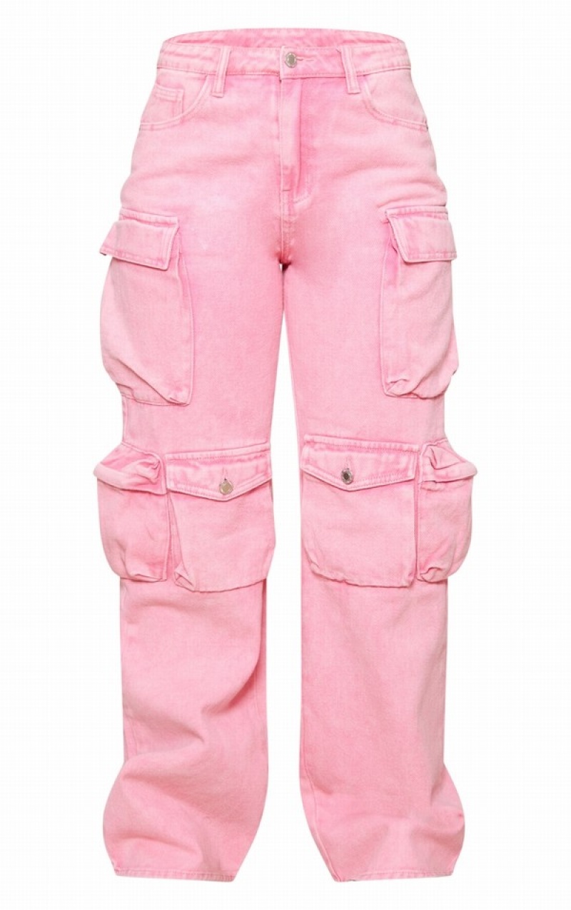 Pink Pretty Little Thing Washed gy Cargos Jeans | UYGCWMN-06