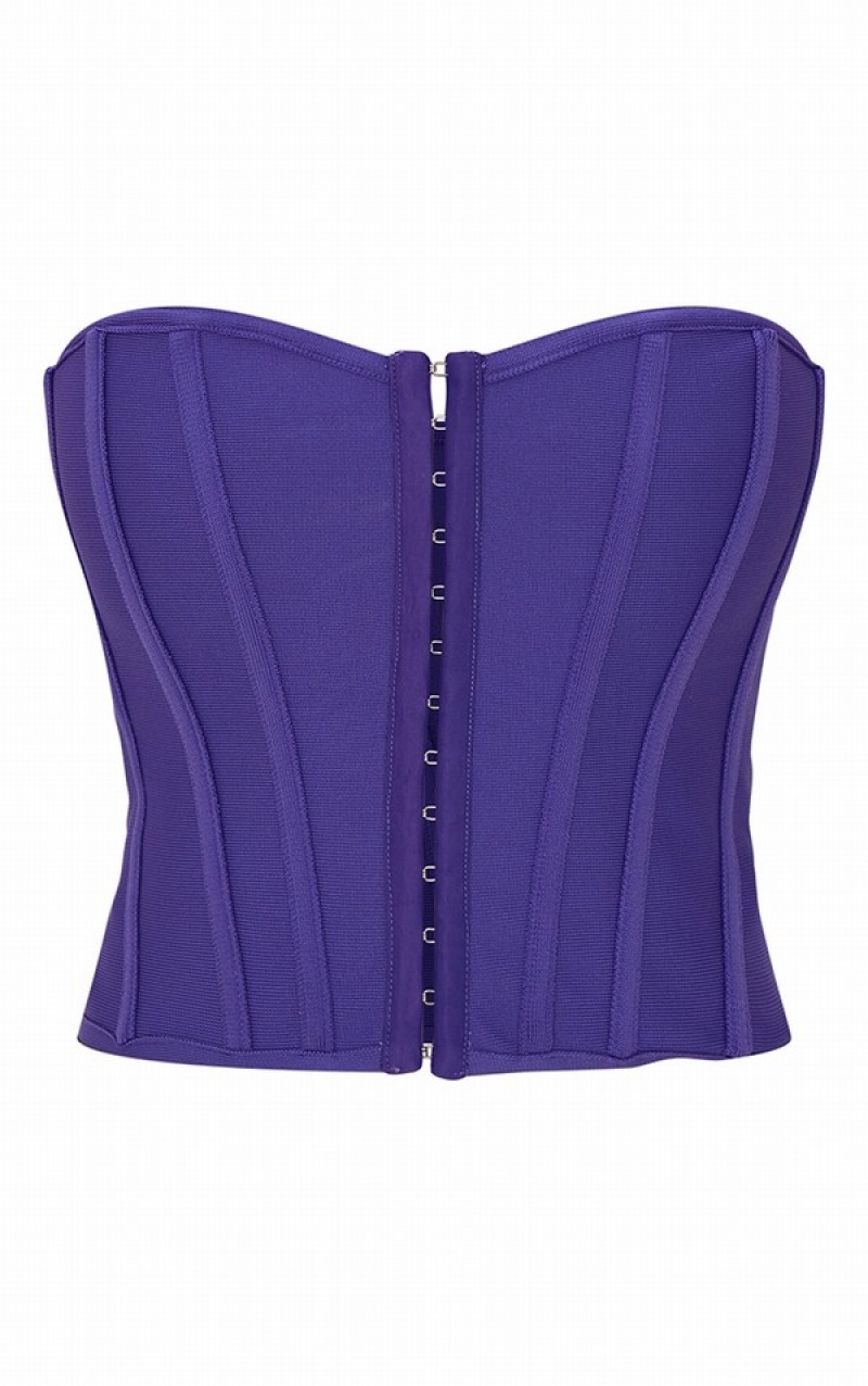 Purple Pretty Little Thing Bandage Hook And Eye StructuCorset Bodysuits | NKRALIP-36