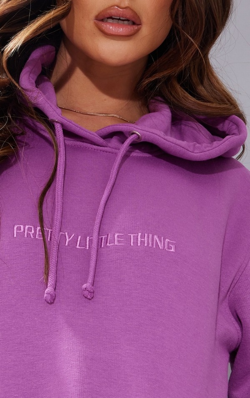 Purple Pretty Little Thing EmbroideGraphic Hoodie | QJFBSXW-29