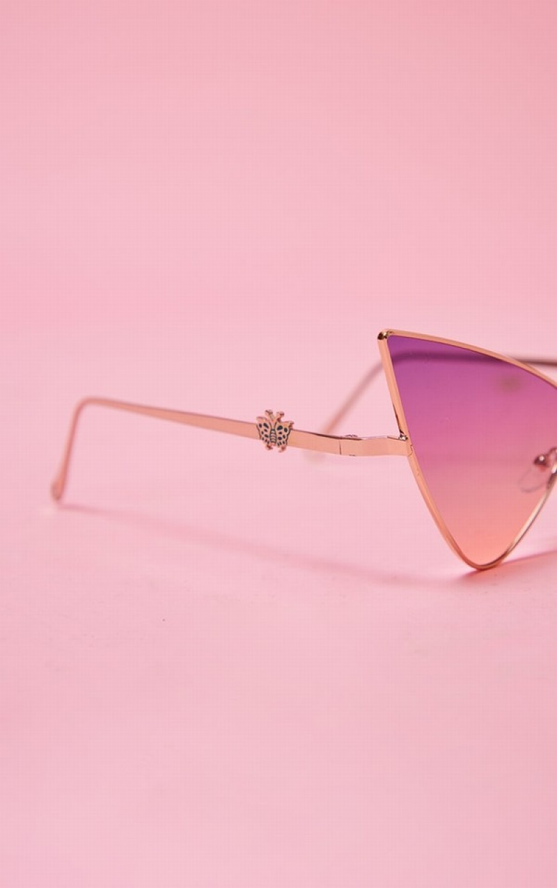 Purple Pretty Little Thing Lilac Butterfly Extreme Wing Cat Eye Sunglasses | VYRDZQP-04