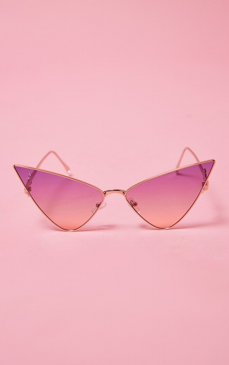 Purple Pretty Little Thing Lilac Butterfly Extreme Wing Cat Eye Sunglasses | VYRDZQP-04