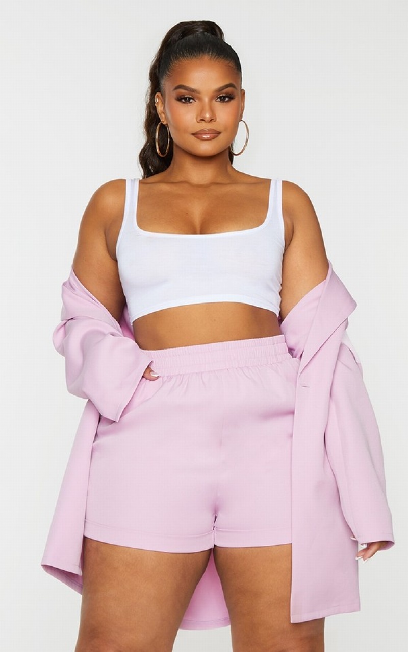 Purple Pretty Little Thing Plus Lilac Ruched Waist Suit Shorts | LHJXIES-25