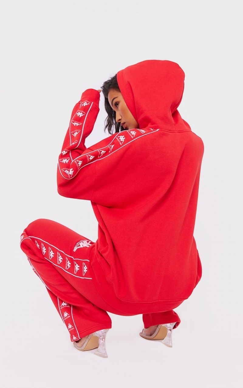 Red Pretty Little Thing Kappa Printed Oversized Hoodie | SELHWFD-10