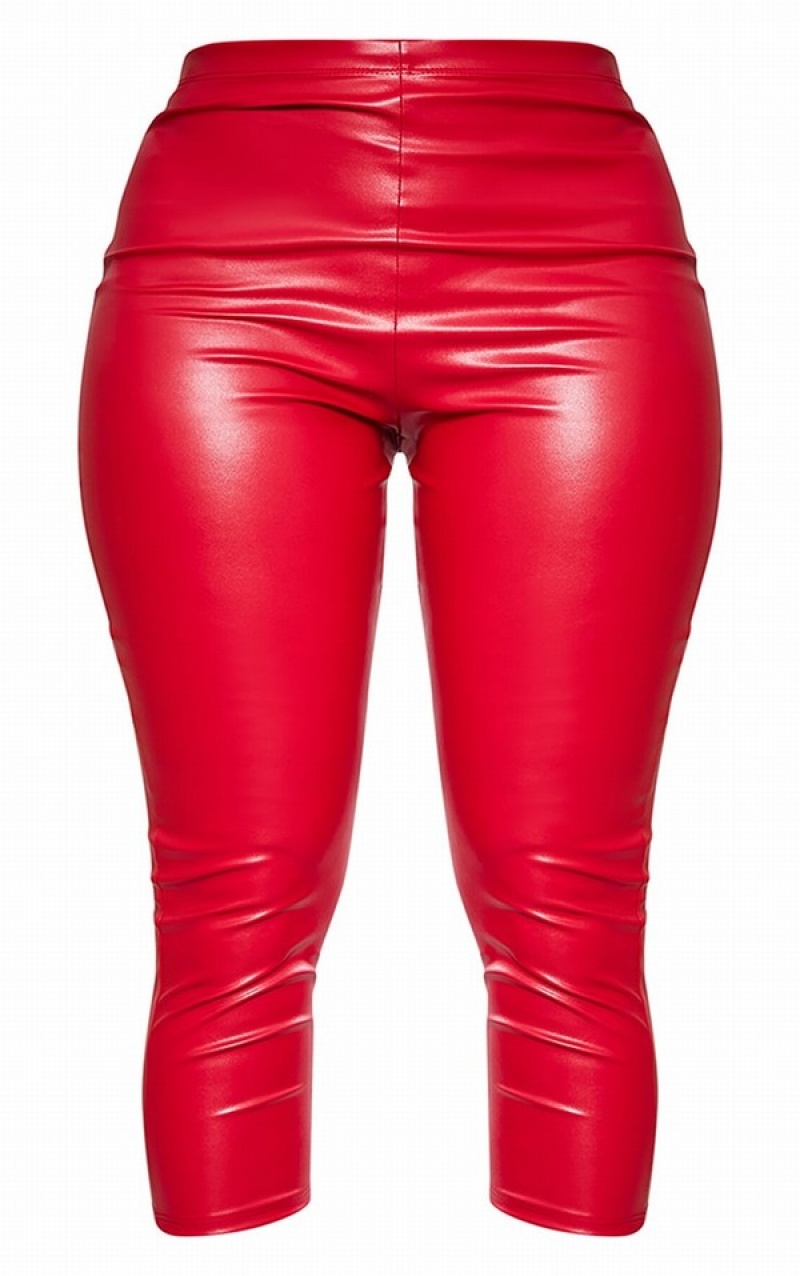 Red Pretty Little Thing Shape Faux Leather ri Leggings | APZVFBR-21