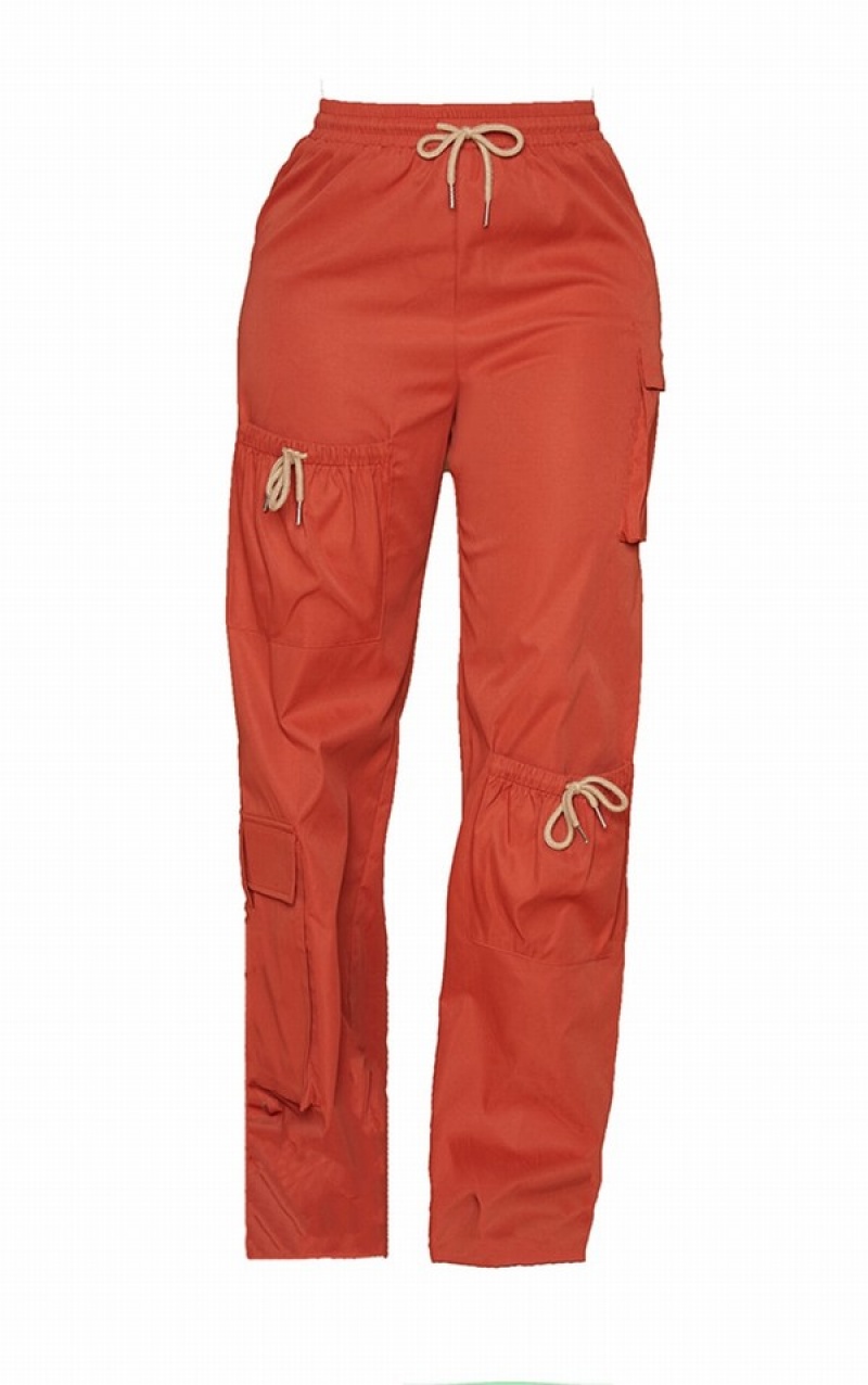 Red Pretty Little Thing Shape Rust Cargo Pocket Detail Wide Leg Sweatpants | WYODJIZ-53