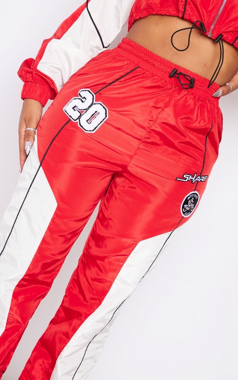 Red Pretty Little Thing Shape Varsity Shell Contrast Sweatpants | GTWESLK-47