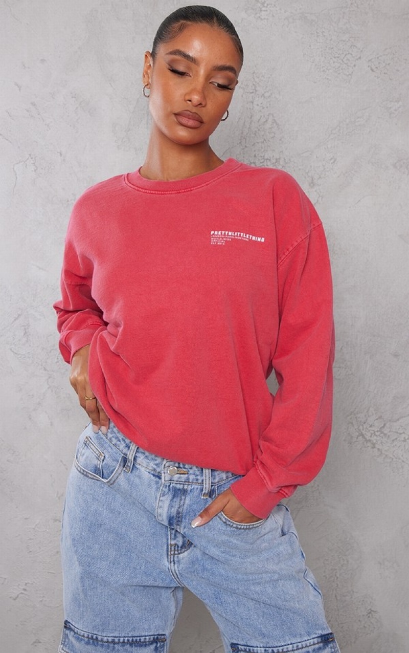 Red Pretty Little Thing Worldwide Sweatshirts | HRJWKQE-75