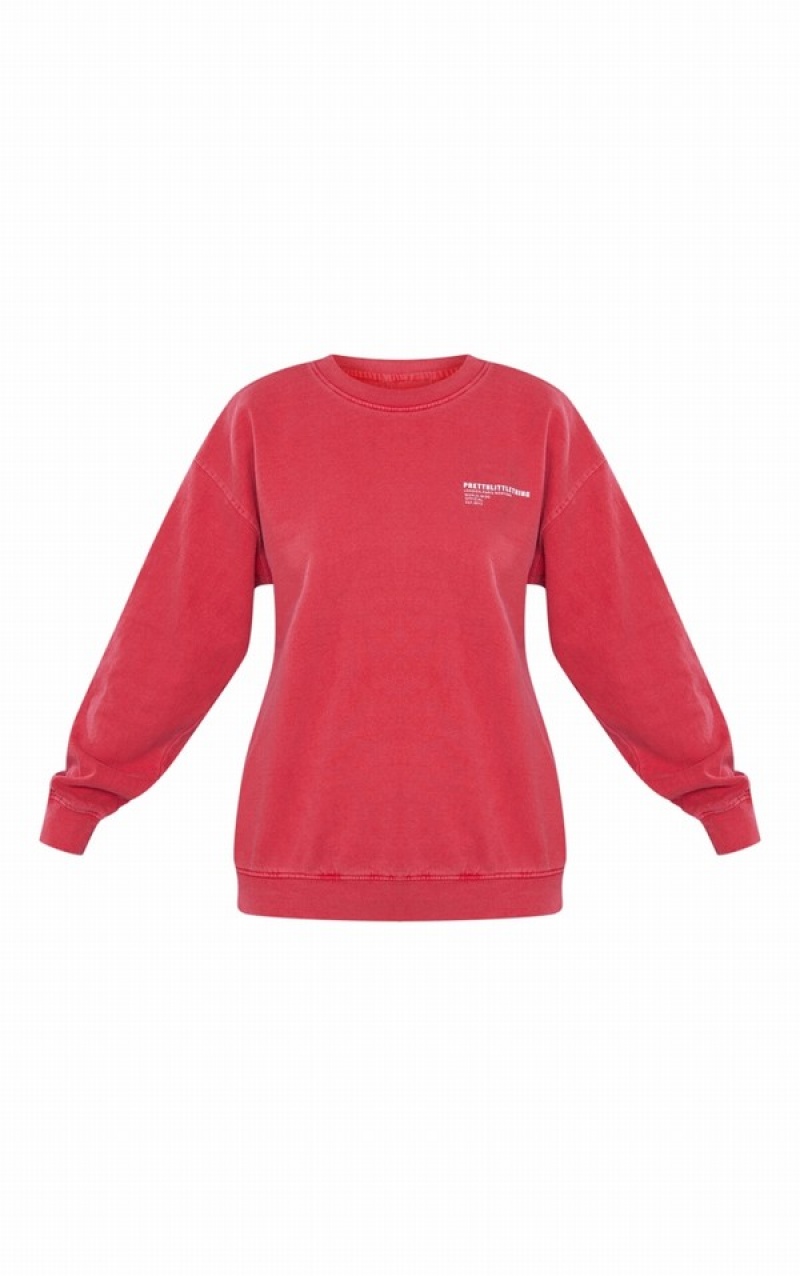 Red Pretty Little Thing Worldwide Sweatshirts | HRJWKQE-75