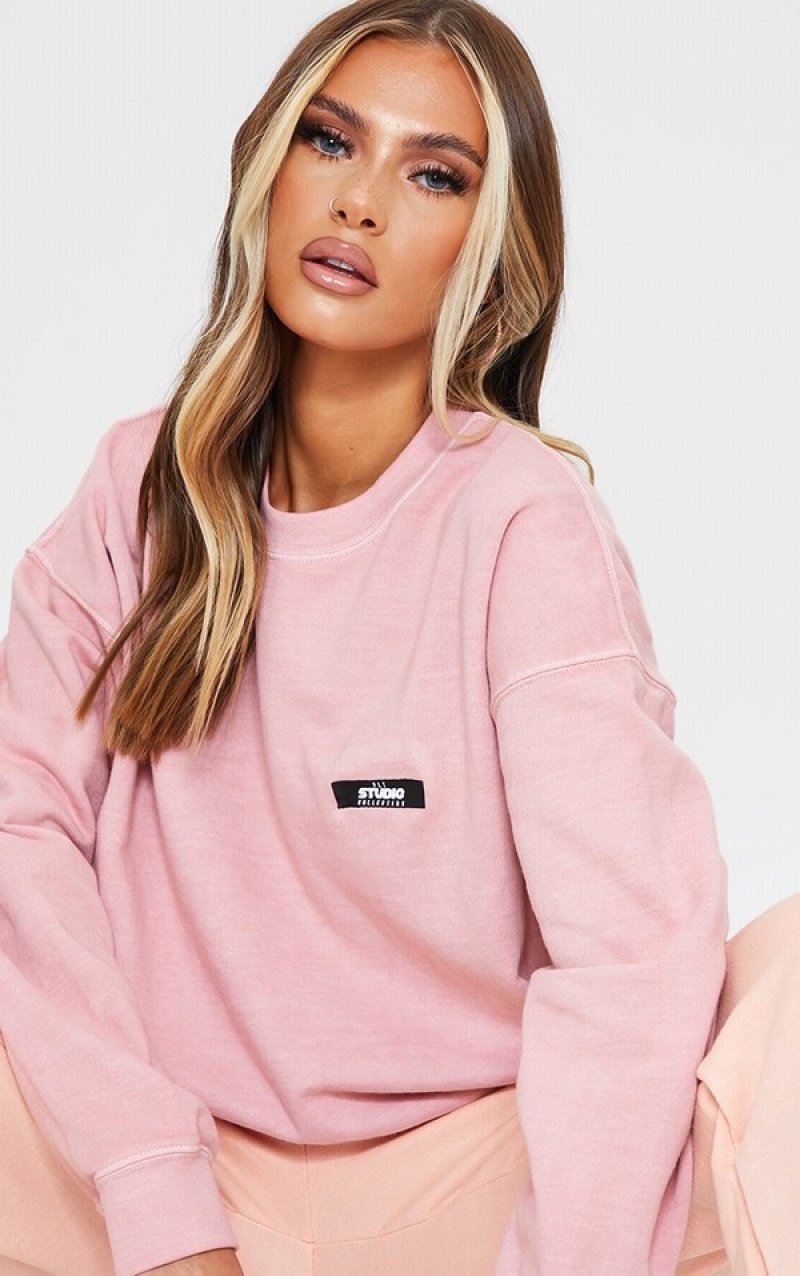 Rose Pretty Little Thing Dusty Studio Washed Sweatshirts | HMRXQKT-15